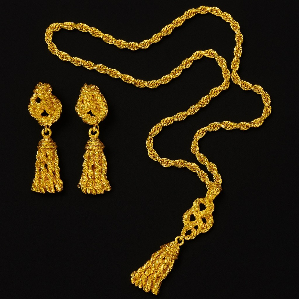 Ivana Trump Rope Knot & Tassel Necklace with Earrings